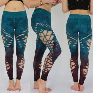 Ahzalhea Tie Dye Braided Yoga Leggings Womens Large